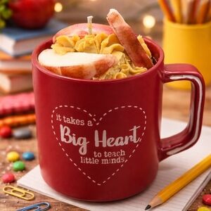 Red Heart Dessert Candle Mug for Teachers Handmade Soy Wax Candles Gift For Her